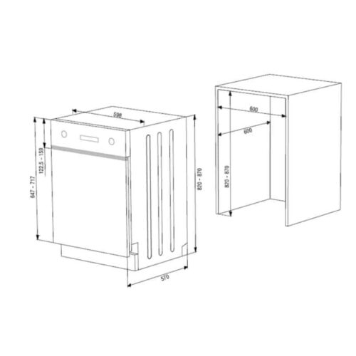 Máy rửa chén bát âm bán phần Hafele HDW-HI60B 533.23.210 5 Kích thước Máy rửa chén bát âm bán phần Hafele HDW-HI60B 533.23.210