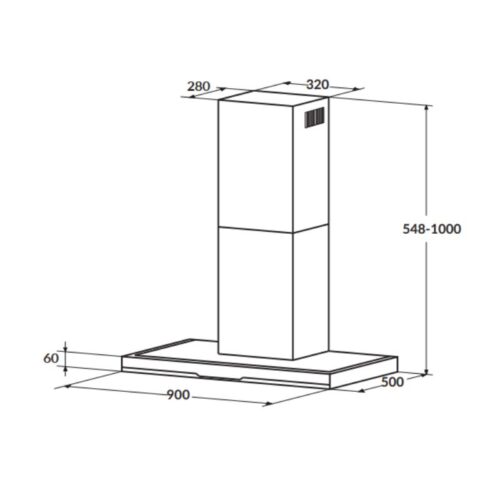Hút mùi Rosieres RDVSE 995 PN 3 Kích thước hút mùi Rosieres RDVSE 995 PN