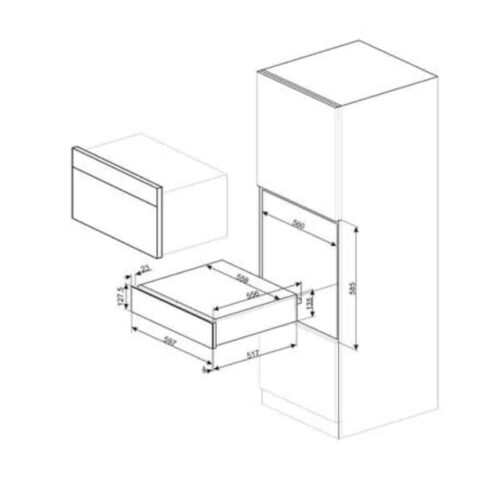 Khay giữ ấm, làm nóng thực phẩm Hafele LINEA 536.54.882 2 Kích thước khay giữ ấm, làm nóng thực phẩm Hafele LINEA 536.54.882