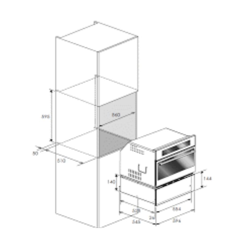 Kích thước lò hấp nướng combi Rosieres RFVS58OX Kích thước lò hấp nướng combi Rosieres RFVS58OX