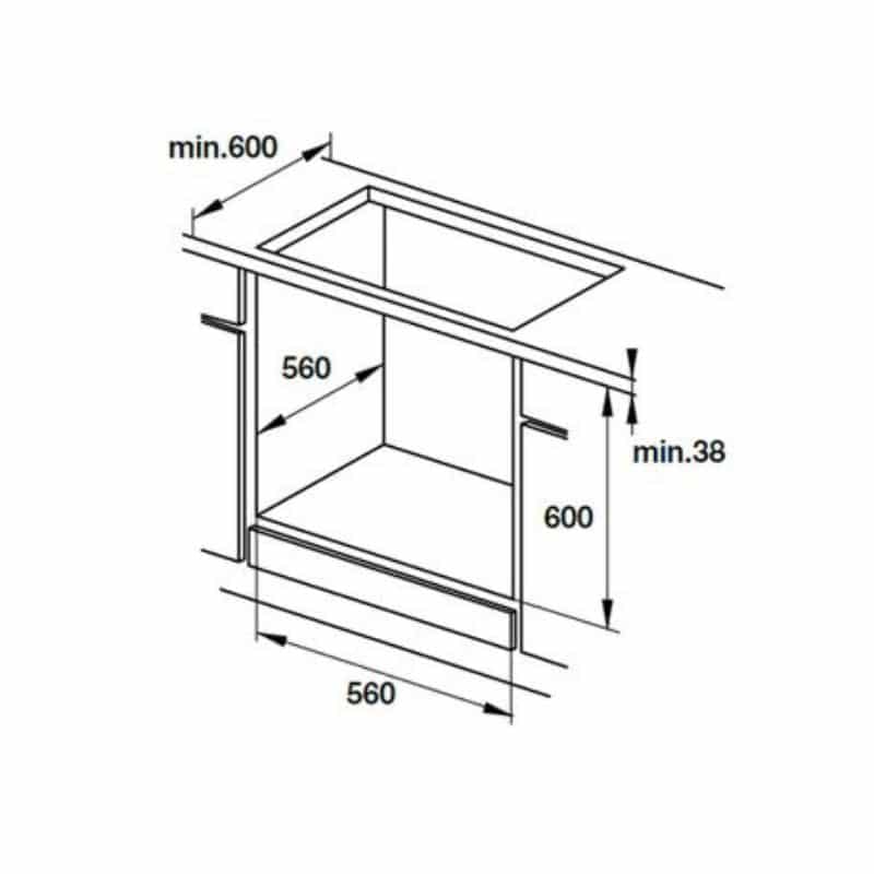 Kích thước lò nướng âm tủ Hafele HO-KT60A9 535.02.611 Kích thước lò nướng âm tủ Hafele HO-KT60A9 535.02.611