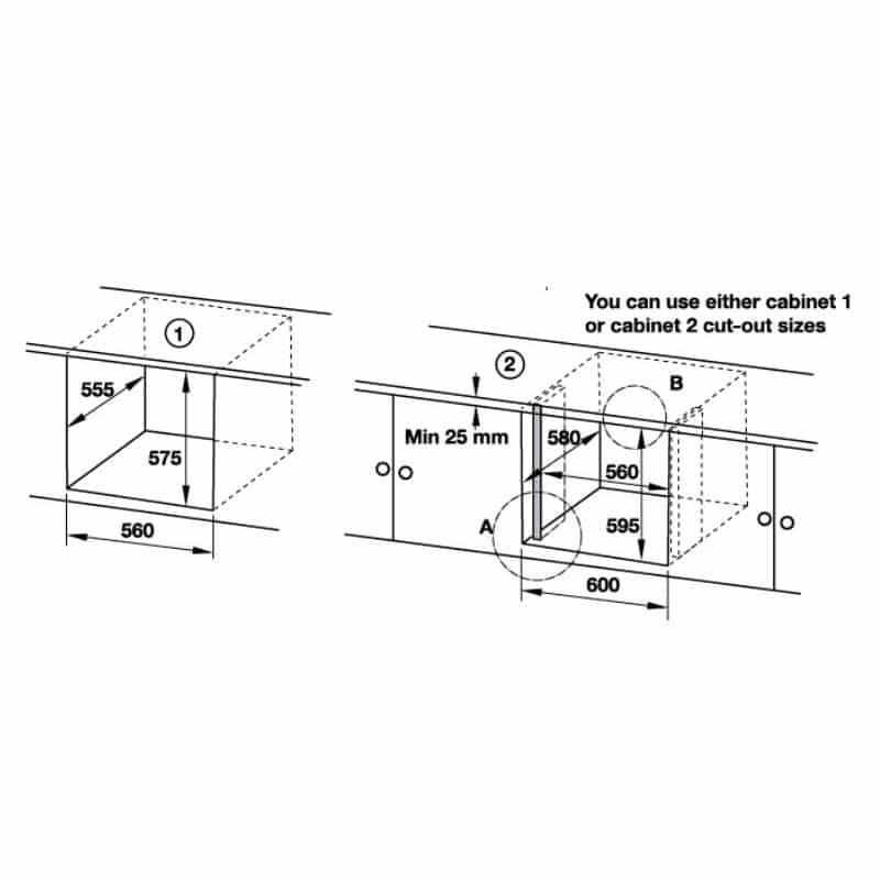 Kích thước lò nướng âm tủ Hafele HO KT60B 533.02.001 Kích thước lò nướng âm tủ Hafele HO KT60B 533.02.001