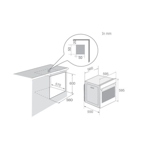 Lò nướng Brandt BOE5302X 3 Kích thước lò nướng Brandt BOE5302X