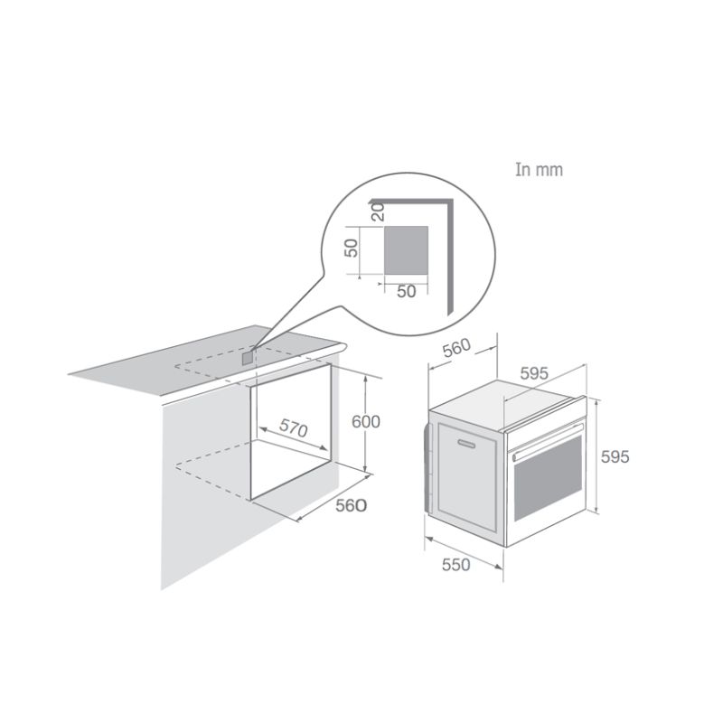 Kích thước lò nướng Brandt BOE5302X Kích thước lò nướng Brandt BOE5302X