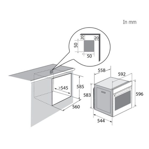 Lò nướng Brandt BXP6555B 3 Kích thước lò nướng Brandt BXP6555B