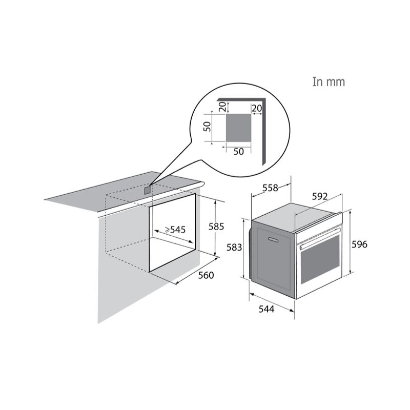 Kích thước lò nướng Brandt BXP6555X Kích thước lò nướng Brandt BXP6555X