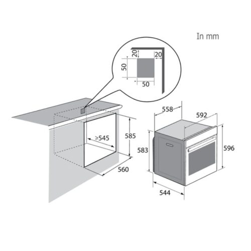 Lò nướng Brandt BXP6577X 3 Kích thước lò nướng Brandt BXP6577X