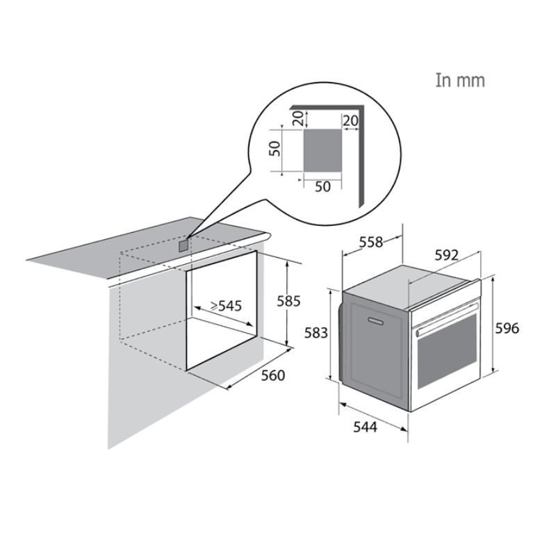 Kích thước lò nướng Brandt BXP6577X Kích thước lò nướng Brandt BXP6577X