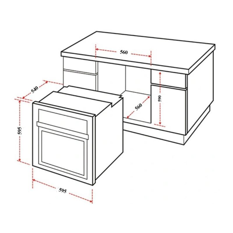 Kích thước lò nướng Chefs EH-BO600B Kích thước lò nướng Chefs EH-BO600B