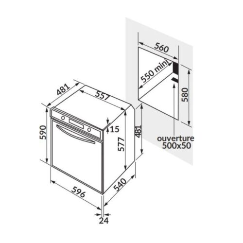 Lò nướng đa năng 5 chức năng Rosieres RFI 4064 MIN 3 Kích thước lò nướng đa năng 5 chức năng Rosieres RFI 4064 MIN