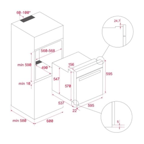 Lò nướng điện TEKA HLB 8416 BK 220-240 50/60 E04 111000048 3 Kích thước lò nướng điện TEKA Air fry HLB 8416