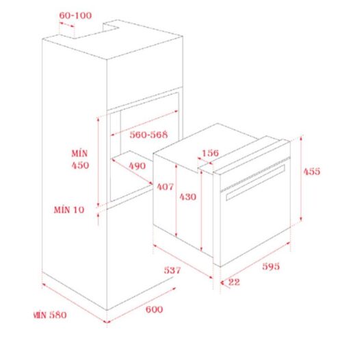 Lò nướng điện Teka HLC 840 SS 3 Kích thước lò nướng điện Teka HLC 840 SS
