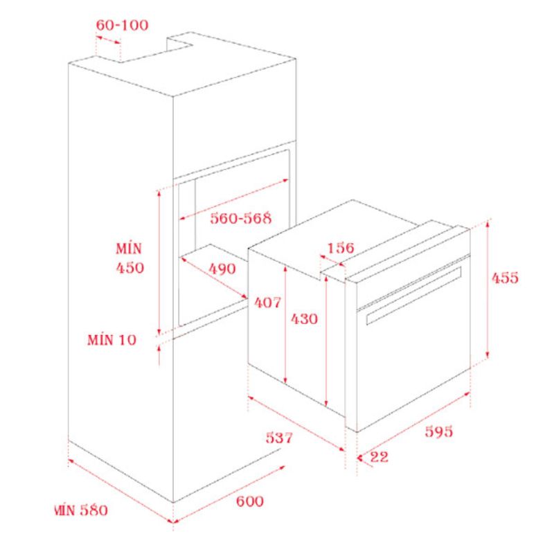 Kích thước lò nướng điện Teka HLC 840 SS Kích thước lò nướng điện Teka HLC 840 SS