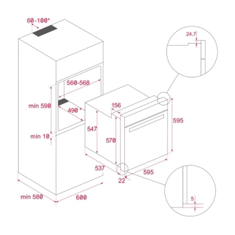 Kích thước lò nướng điện TEKA Maestro Pizza HLB 8510 P Kích thước lò nướng điện TEKA Maestro Pizza HLB 8510 P