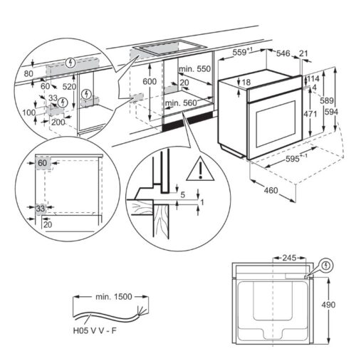 Lò Nướng Electrolux EOB8857AAX 3 Kích thước lò Nướng Electrolux EOB8857AAX