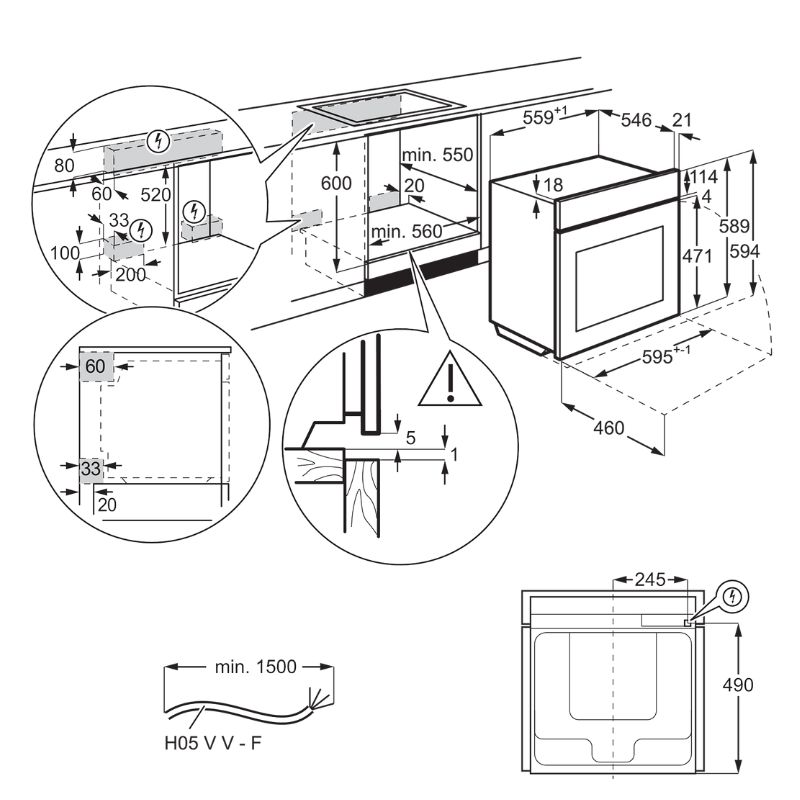 Kích thước lò Nướng Electrolux EOB8857AAX Kích thước lò Nướng Electrolux EOB8857AAX