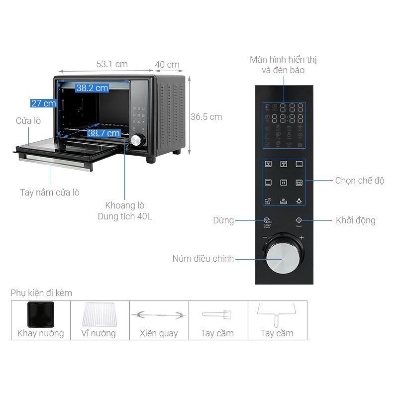 Kích thước lò nướng Electrolux EOT40DBD Kích thước lò nướng Electrolux EOT40DBD