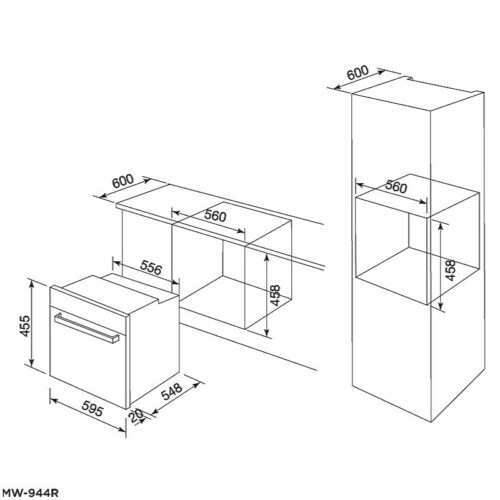 Kích thước lò nướng kết hợp vi sóng MALLOCA MW-944TA