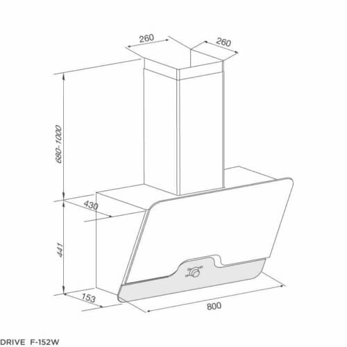 Máy hút khói khử mùi áp tường MALLOCA DRIVE F-152W 3 Kích thước máy hút khói khử mùi áp tường MALLOCA DRIVE F-152W