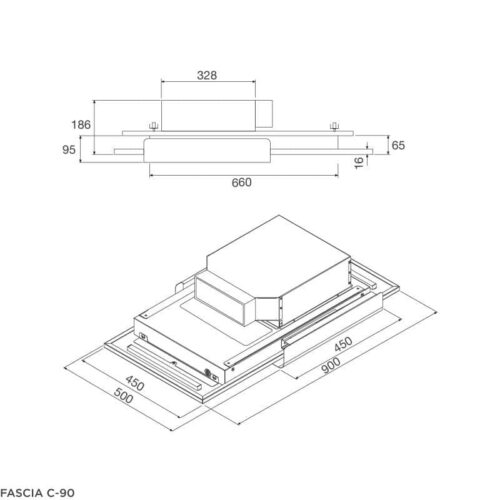 Máy hút khói khử mùi MALLOCA FASCIA C-90 3 Kích thước máy hút khói khử mùi MALLOCA FASCIA C-90