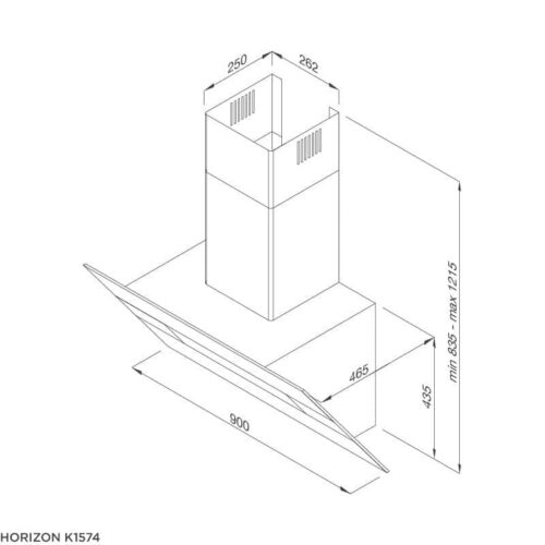 Kích thước máy hút khói khử mùi MALLOCA HORIZON K1574