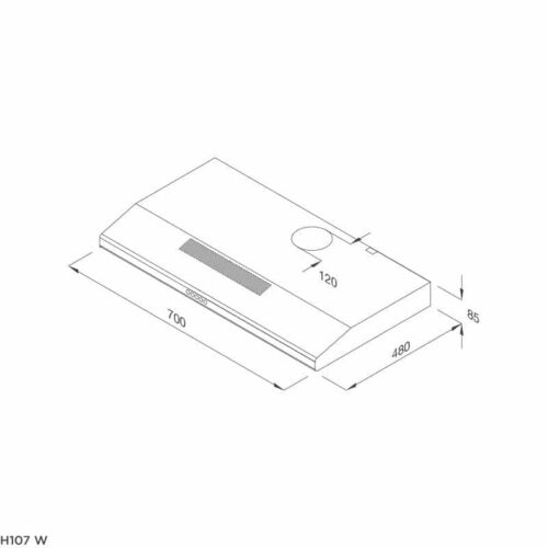 Máy hút khử mùi classic MALLOCA H107W 3 Kích thước máy hút khử mùi classic MALLOCA H107W