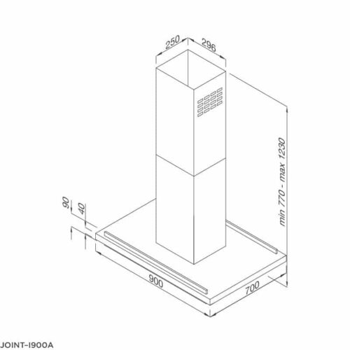 Kích thước máy hút khử mùi đảo MALLOCA JOINT-I900A