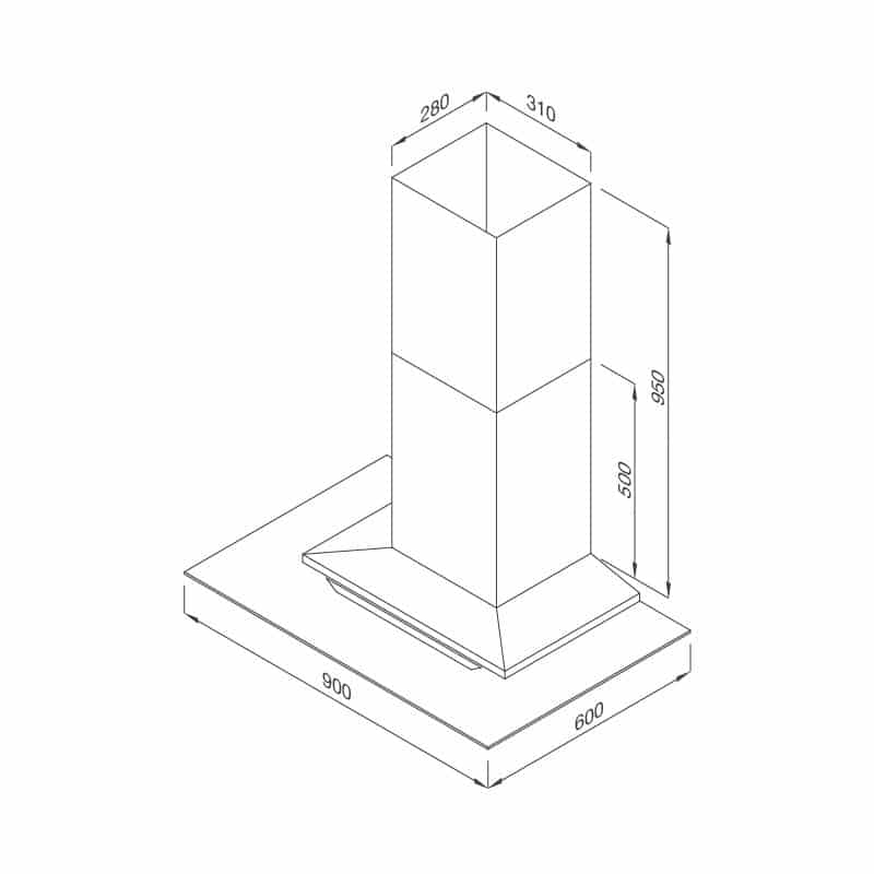 Kích thước máy hút khử mùi đảo MALLOCA MC 9066 ISLAND NEW Kích thước máy hút khử mùi đảo MALLOCA MC 9066 ISLAND NEW