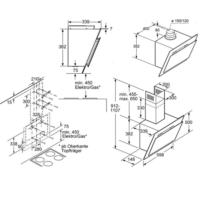Kích thước máy Hút Mùi Bosch DWK67MH60B Kích thước máy Hút Mùi Bosch DWK67MH60B