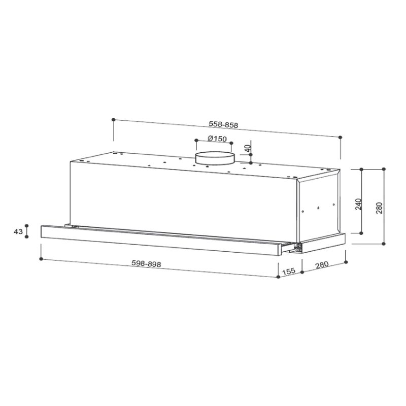 Kích thước máy hút mùi Brandt AT1490X Kích thước máy hút mùi Brandt AT1490X