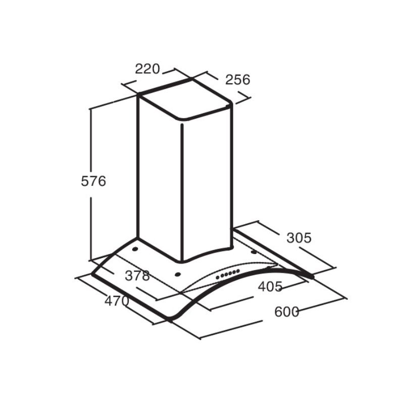 Kích thước máy hút mùi Cata CN-600 GLASS Kích thước máy hút mùi Cata CN-600 GLASS