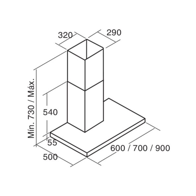 Kích thước máy hút mùi Cata S PLUS 600 X Kích thước máy hút mùi Cata S PLUS 600 X