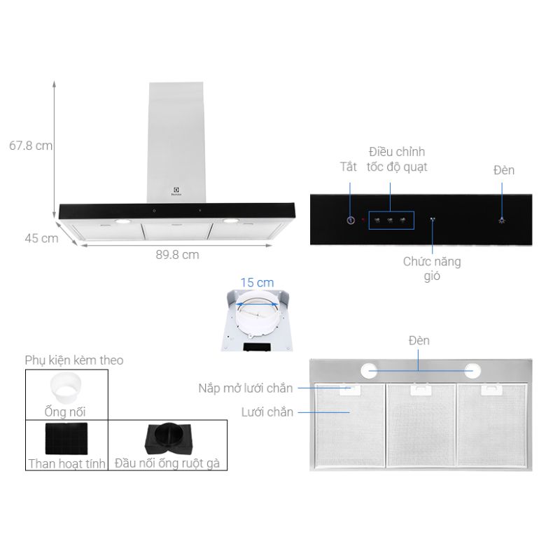 Kích thước máy hút mùi Electrolux LFT769X Kích thước máy hút mùi Electrolux LFT769X