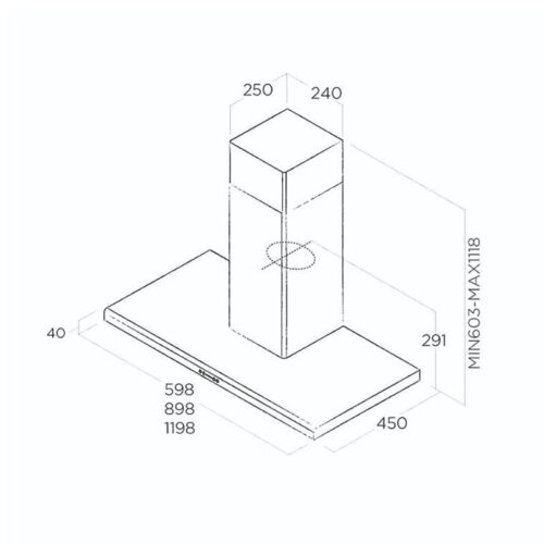 Máy hút mùi Elica MOON IX/F/60 3 Kích thước máy hút mùi Elica MOON IX/F/60