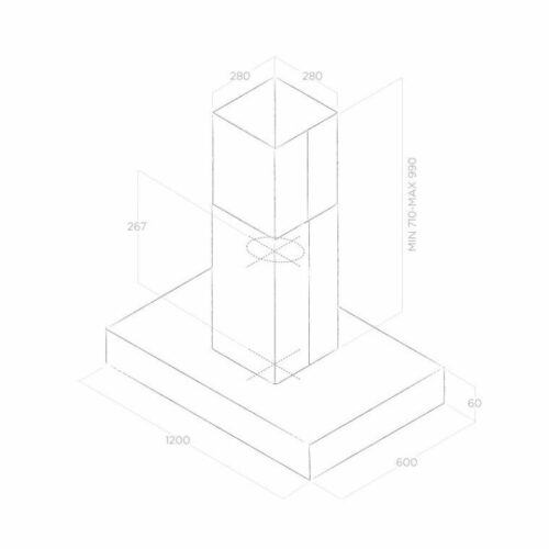 Kích thước máy hút mùi Elica TOP ISLAND IXBL/A/120