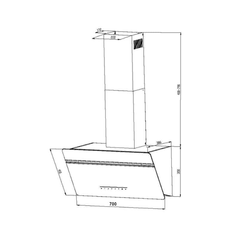 Kích thước máy hút mùi Eurosun EH-70CN73 Kích thước máy hút mùi Eurosun EH-70CN73