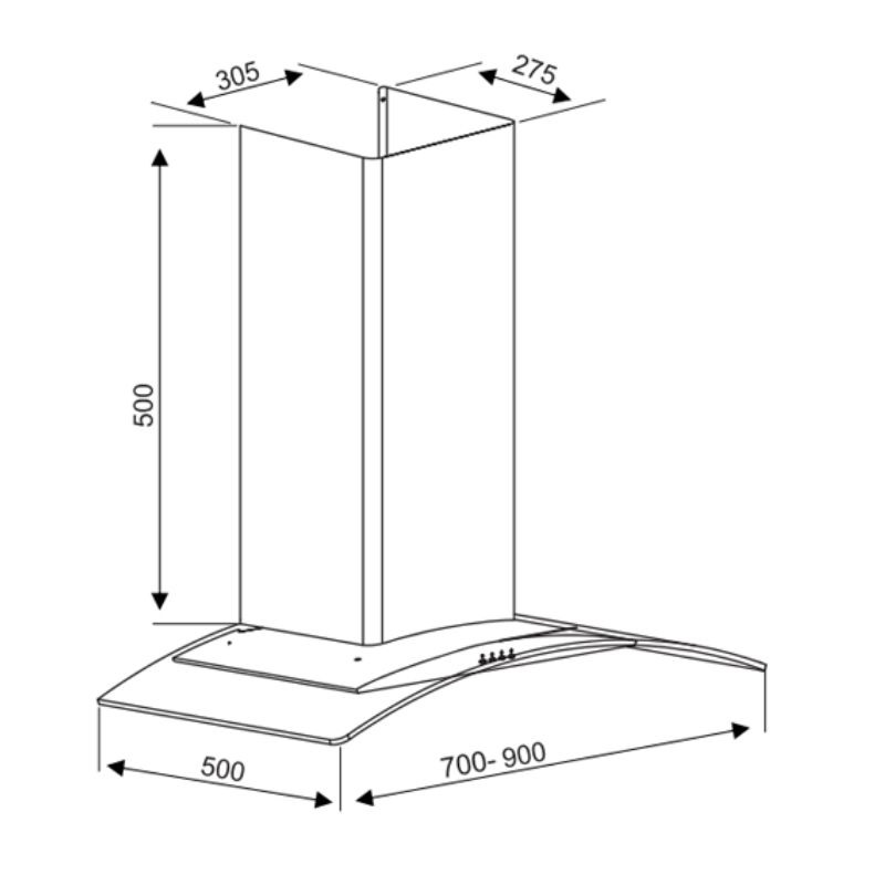 Kích thước máy hút mùi Kocher K-8370XS (70cm) Kích thước máy hút mùi Kocher K-8370XS (70cm)