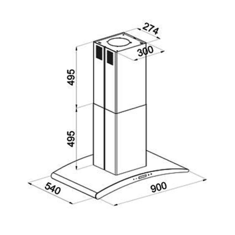 Kích thước máy hút mùi Kocher Serena CXW-188CRV Kích thước máy hút mùi Kocher Serena CXW-188CRV