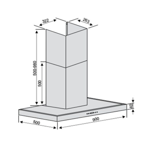 Máy hút mùi LORCA TA 6007P-90 3 Kích thước máy hút mùi LORCA TA-6007P-90