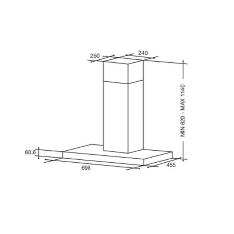 Kích thước máy hút mùi ống khói 70cm Rosieres RTS7CGXE Kích thước máy hút mùi ống khói 70cm Rosieres RTS7CGXE