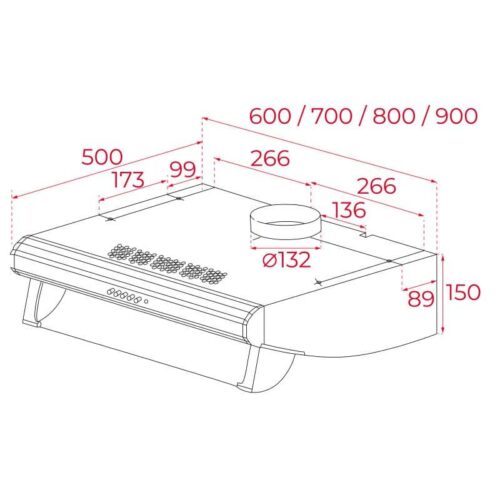 Máy hút mùi TEKA C 6420 40465530 4 Kích thước của Máy hút mùi TEKA C 6420