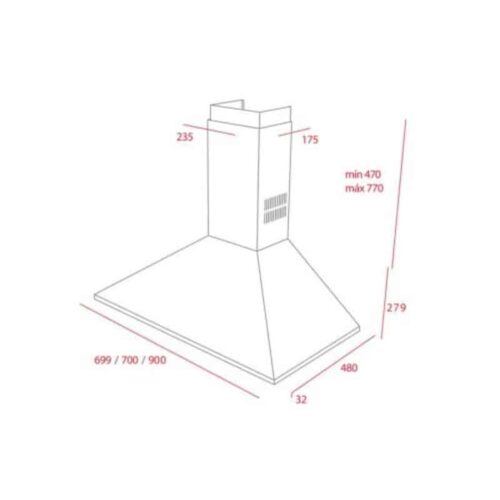 Máy hút mùi TEKA DBB-70 40460420 4 Kích thước của Máy hút mùi TEKA DBB-70