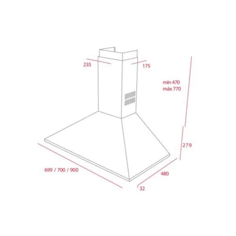 Kích thước của Máy hút mùi TEKA DBB-70 Kích thước của Máy hút mùi TEKA DBB-70