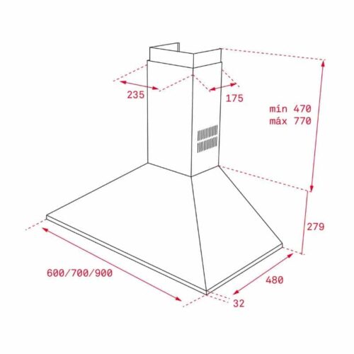 Máy hút mùi TEKA DBB 90 40460440 4 Kích thước của Máy hút mùi TEKA DBB 90