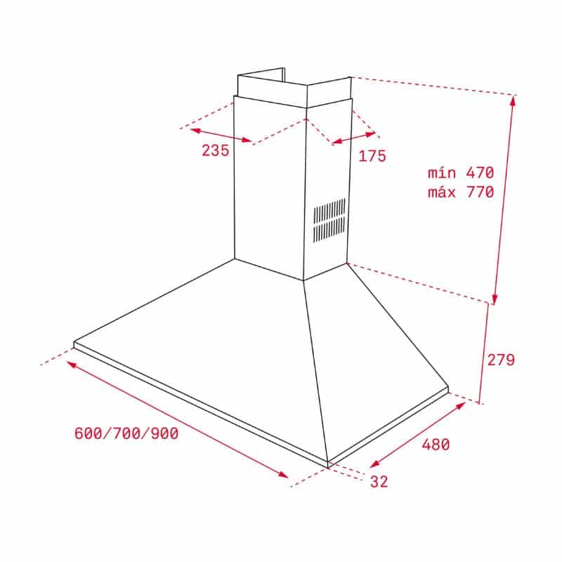 Kích thước của Máy hút mùi TEKA DBB 90 Kích thước của Máy hút mùi TEKA DBB 90