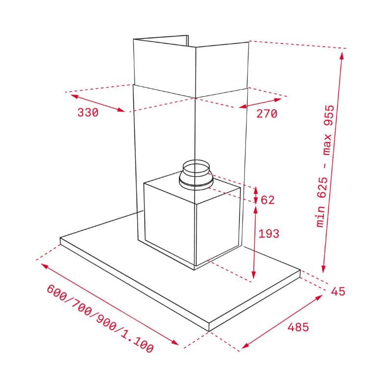 Kích thước của Máy hút mùi TEKA DLH 786 T Kích thước của Máy hút mùi TEKA DLH 786 T