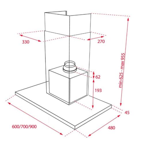 Máy hút mùi TEKA DSJ 950 40484832 5 Kích thước của Máy hút mùi Teka DSJ 950