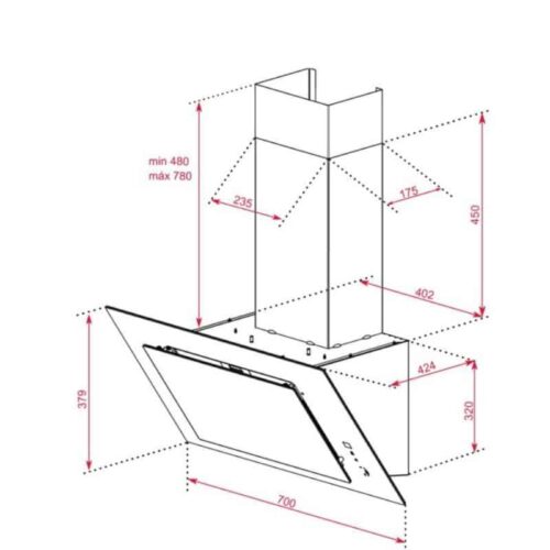 Máy hút mùi TEKA DVT 78660 TBS BK 112930041 5 Kích thước của Máy hút mùi TEKA DVT 78660 TBS BK