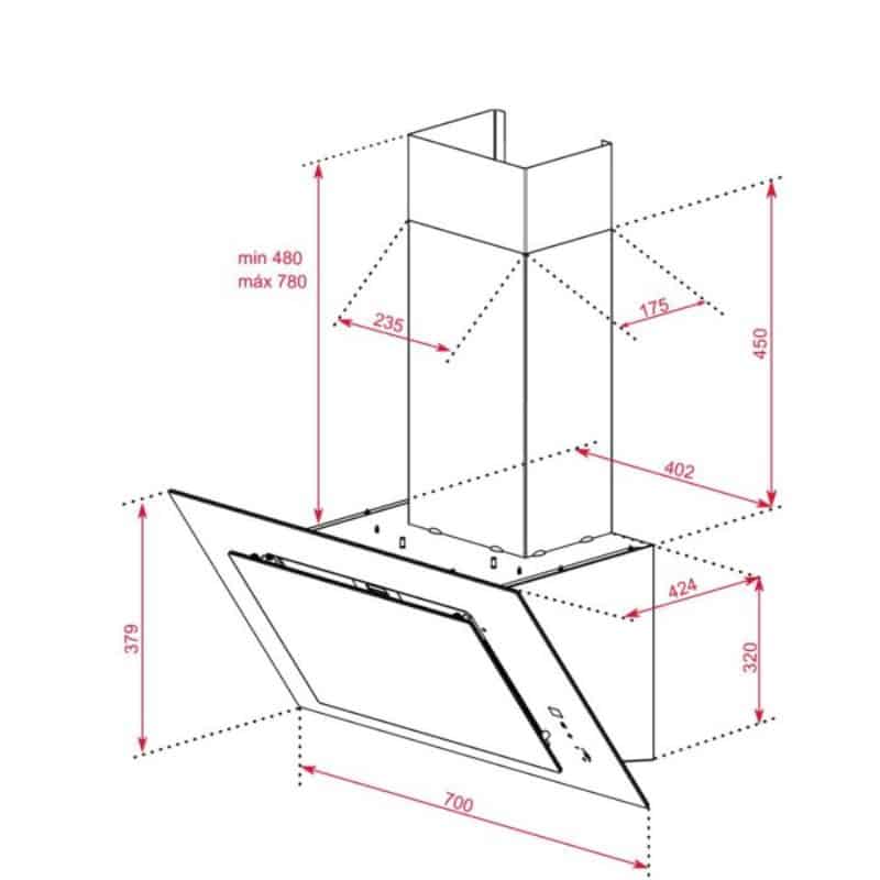 Kích thước của Máy hút mùi TEKA DVT 78660 TBS BK Kích thước của Máy hút mùi TEKA DVT 78660 TBS BK