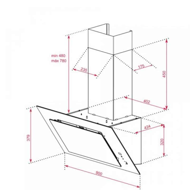 Kích thước của Máy hút mùi TEKA DVT 98660 TBS BK Kích thước của Máy hút mùi TEKA DVT 98660 TBS BK